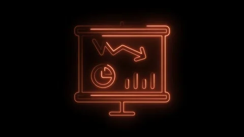 Glowing neon business presentation board with data analysis and market trends Stock Footage 322975341