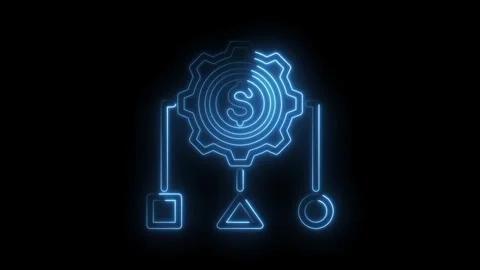 Glowing neon business process automation concept with gear and dollar sign .. Stock Footage 346005219
