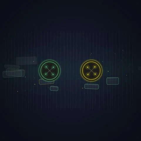 Glowing Neon Buttons Interface, Digital Technology and UI Design Stock Footage 348199113