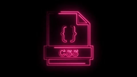 Glowing neon C S file icon with curly braces and text on a transparent blac.. Stock Footage 314574466