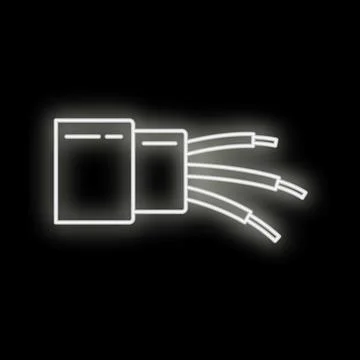 Glowing neon cable connector with multiple wires Stock Illustration