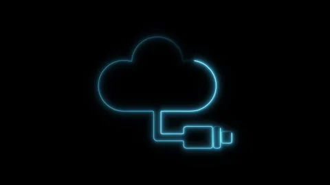 Glowing neon cable icon isolated on black background. HD Video motion graph.. Stock Footage 304145242