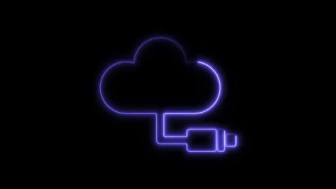 Glowing neon cable icon isolated on black background. HD Video motion graph.. Stock Footage 304145278