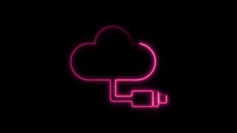 Glowing neon cable icon isolated on black background. HD Video motion graph.. Stock Footage 304145340