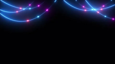 Glowing neon cables hanging from top lights with electrical power loop animation Stock Footage 346277388