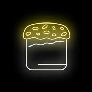 Glowing neon cake icon for bakery dessert shop Ilustração Stock