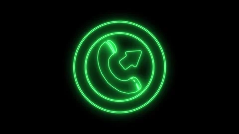 Glowing neon calling icon animation,  neon circle Neon call icon voice animated Stock Footage 312720739