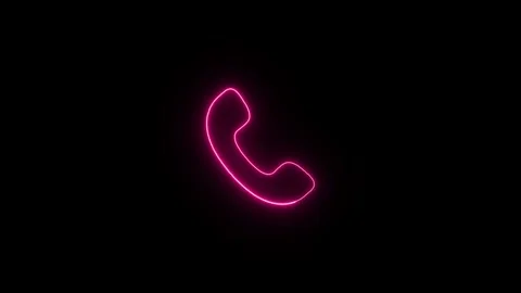 Glowing neon calling icon with neon circle on black background. Glowing neo.. Stock Footage 327758535