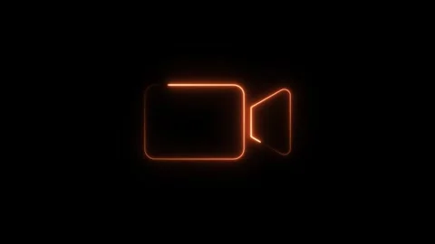 Glowing neon camera icon animation isolated on black background Stock Footage 321608088