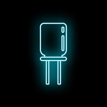 Glowing neon capacitor icon representing electronics technology Illustration