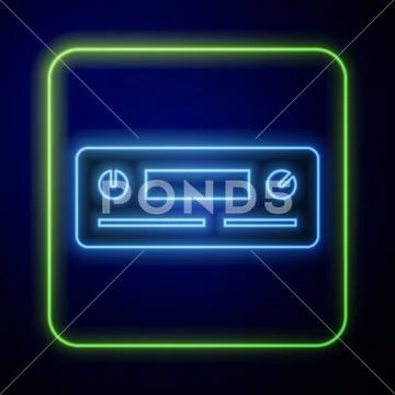 Glowing neon Car Audio icon isolated on blue background. Fm radio car audio  icon ~ Clip Art #155915463