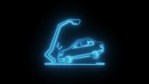 Glowing neon car collision icon isolated on black background. HD Video moti.. Stock Footage 304551847