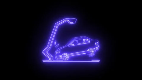 Glowing neon car collision icon isolated on black background. HD Video moti.. Stock Footage 304551876