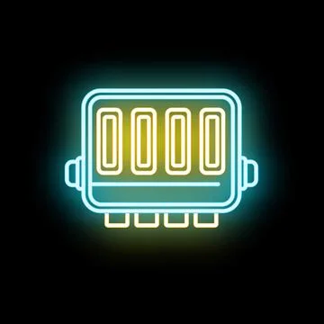Glowing neon car engine cylinder head icon Stock Illustration