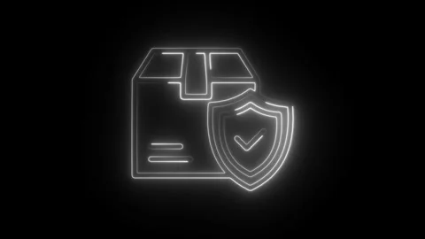 Glowing neon cargo icon isolated on black background. HD Video motion graph.. Stock Footage 304109731