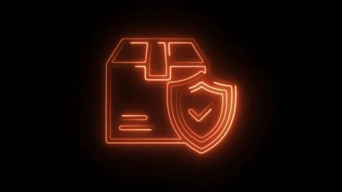 Glowing neon cargo icon isolated on black background. HD Video motion graph.. Stock Footage 304109734