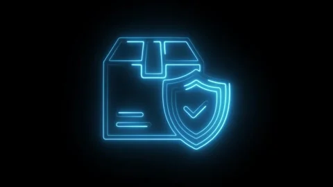 Glowing neon cargo icon isolated on black background. HD Video motion graph.. Stock Footage 304109758