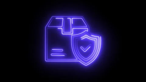 Glowing neon cargo icon isolated on black background. HD Video motion graph.. Stock Footage 304109767