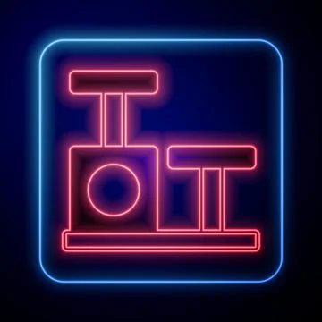 Glowing neon Cat scratching post with toy icon isolated on black background Stock Illustration
