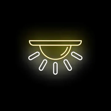 Glowing neon ceiling light radiating bright yellow illumination Stock Illustration