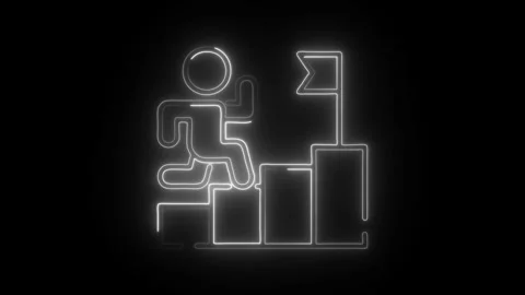 Glowing neon challenge icon isolated on black background. HD Video motion g.. Stock Footage 304544720