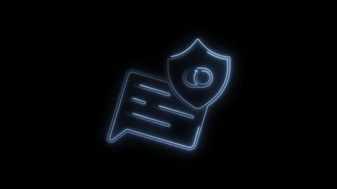 Glowing neon chat bubble and shield icon with toggle switch symbol represen.. Video stock 314702000