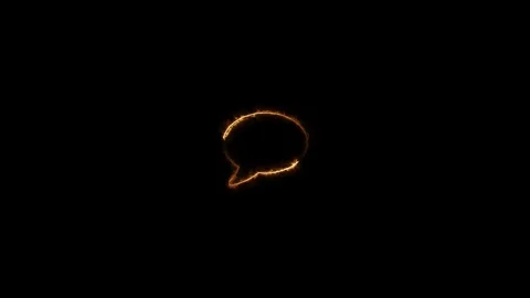 Glowing neon chat bubble icon animation with fiery orange energy effect Stock Footage 323613467