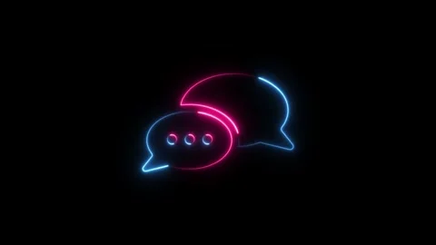 Glowing neon chat bubble icon animation Isolated on black Background Stock Footage 335541542