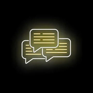 Glowing neon chat bubble messages communicating online talk Illustration