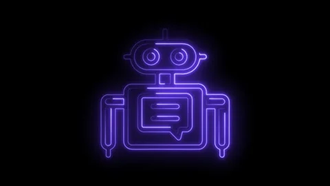 Glowing neon chatbot animation artificial intelligence concept on dark Stock Footage 322984936