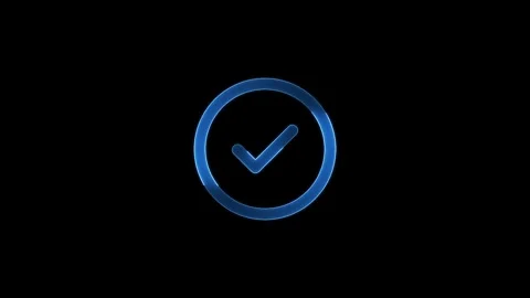 Glowing neon check mark icon animation. ok ,done, completed check mark Stock Footage 305166400