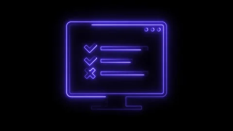 Glowing neon checklist form on computer screen animation 스톡 동영상 308285784