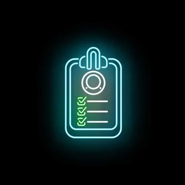 Glowing neon checklist icon completing tasks concept Stock Illustration