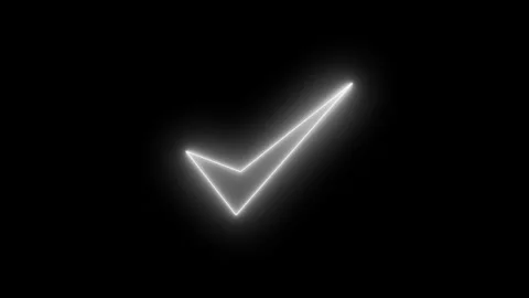 Glowing neon checkmark animation on a black background Stock Footage 315002032