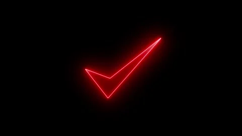 Glowing neon checkmark animation on a black background Stock Footage 315002036