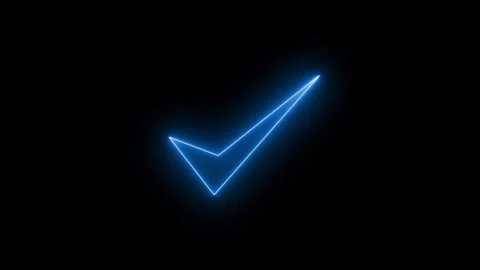 Glowing neon checkmark animation on a black background Stock Footage 315002038
