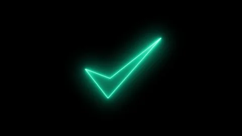 Glowing neon checkmark animation on a black background Stock Footage 315002045