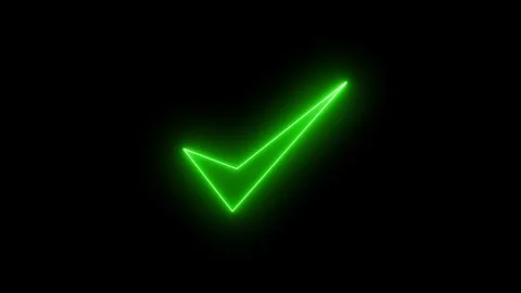 Glowing neon checkmark animation on a black background Stock Footage 315002074