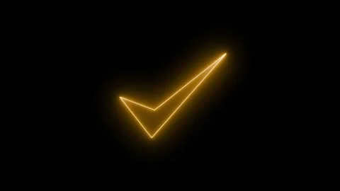 Glowing neon checkmark animation on a black background Stock Footage 315002090