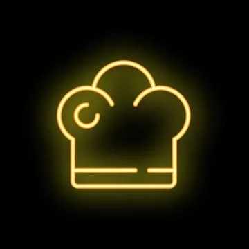 Glowing neon chef hat icon on dark background representing cooking and cuisin Stock Illustration