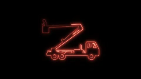 Glowing Neon Cherry Picker Icon Isolated, Symbol of Lifting and Constructio.. 스톡 동영상 301275419