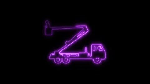Glowing Neon Cherry Picker Icon Isolated, Symbol of Lifting and Constructio.. 스톡 동영상 301275431