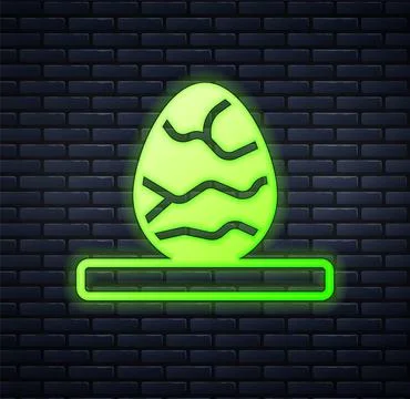 Glowing neon Chinese tea egg icon isolated on brick wall background. Vector Stock Illustration