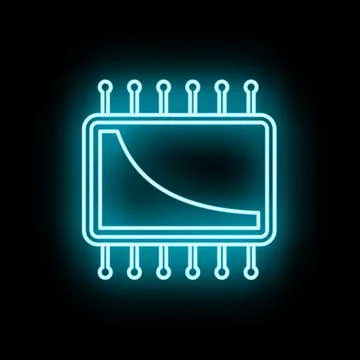 Glowing neon chip presenting data processing and technology Stock Illustration