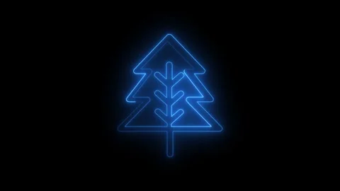 Glowing neon christmas tree concept animation. Abstract neon blue christmas.. Stockbeeldmateriaal 336984847
