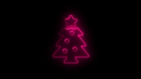 Glowing neon christmas tree concept animation. Abstract neon red christmas .. 스톡 동영상 336984849