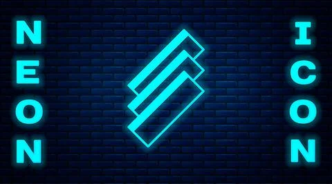 Glowing neon Cigarette rolling papers pack icon isolated on brick wall Stock Illustration