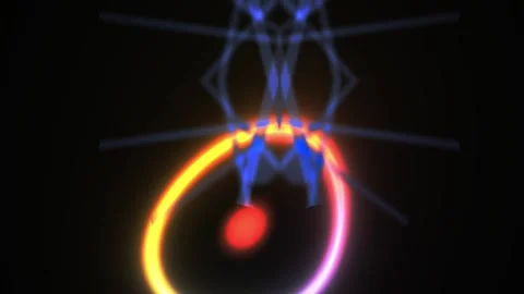 Glowing neon circle with blue lines and red center. Stock Footage 337467402