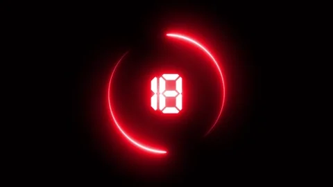 Glowing neon circle countdown timer 25 seconds animation Stock Footage 321478357