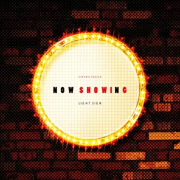 Glowing neon circle frame in retro style Stock Illustration